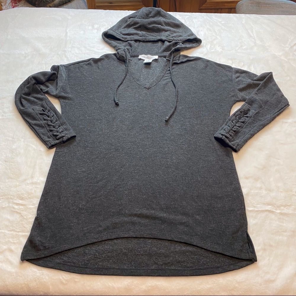 Workshop Republic Clothing Dark Gray Hooded Long Sleeve Pullover Size Small